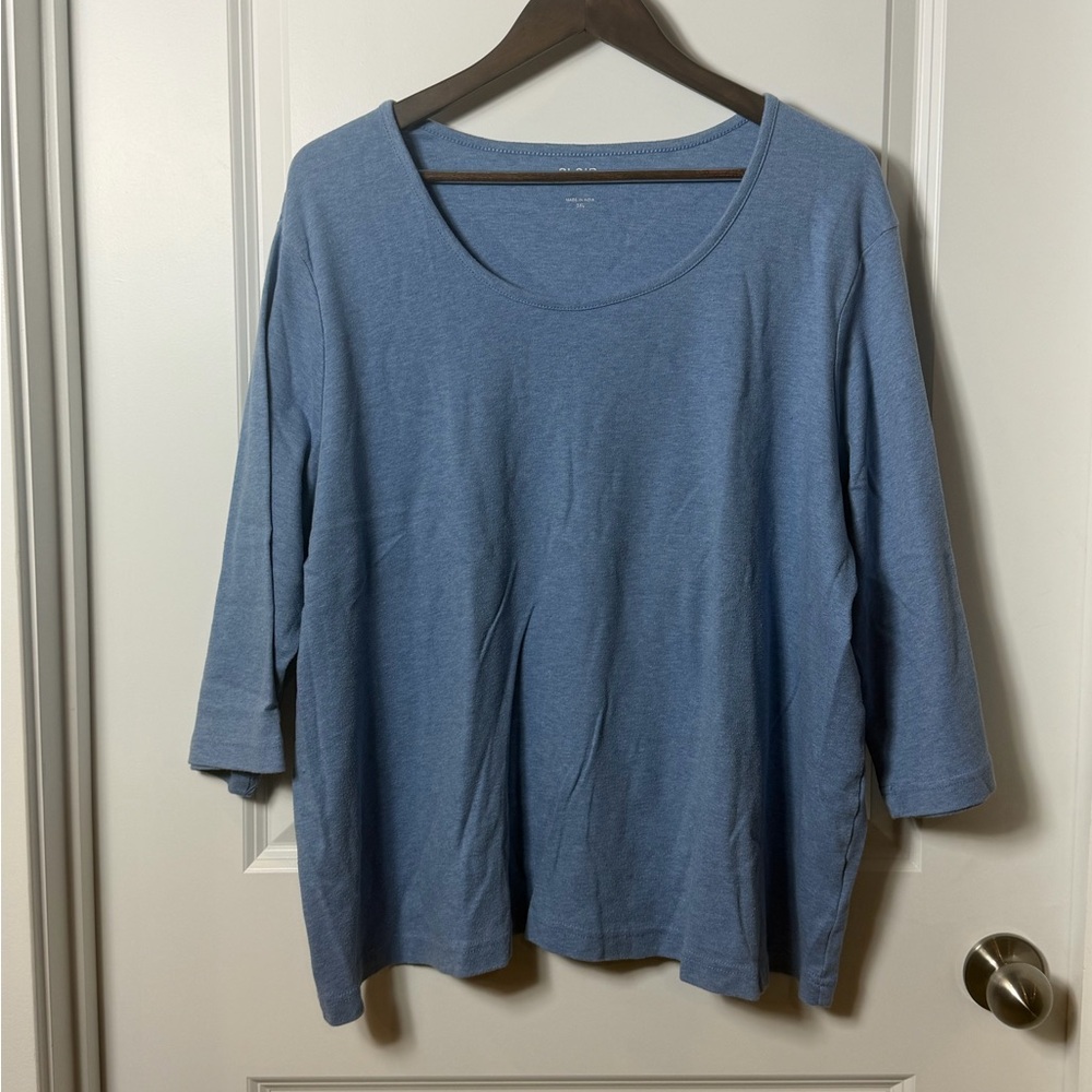 Blair Blue 3/4 Sleeve Scoop Neck Top